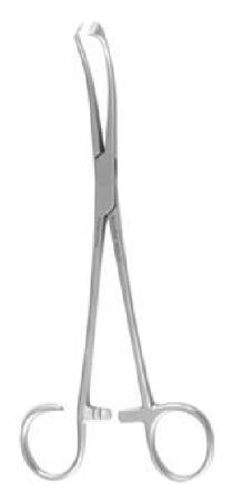 Miltex MeisterHand Tonsil Seizing Forceps White 9-1/2 Inch Surgical Grade Stainless Steel (German) NonSterile Ratchet Lock Finger Ring Handle Curved - H22-552