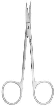 MeisterHand - Iris Scissors 4-1/2 Inch Length Surgical Grade Stainless Steel / Tungsten Carbide NonSterile Finger Ring Handle Straight Sharp Tip / Sharp Tip - MH5-304TC