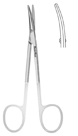 Miltex MeisterHand Strabismus Scissors 4-1/2 Inch Length Surgical Grade Stainless Steel / Tungsten Carbide NonSterile Finger Ring Handle Curved Blunt/Blunt - H5-314TC