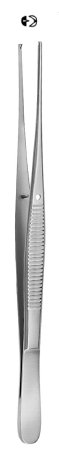 MeisterHand - Tissue Forceps Semken 5 Inch Length Surgical Grade German Stainless Steel NonSterile NonLocking Thumb Handle Straight 1 X 2 Teeth - MH6-106