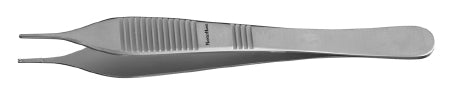 Miltex MeisterHand Tissue Forceps Adson 4-3/4 Inch Surgical Grade Stainless Steel (German) NonSterile NonLocking Thumb Handle Straight 1 X 2 Teeth w/Tying Platform - H6-123