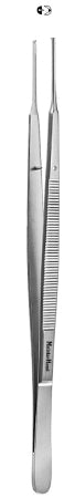 Miltex MeisterHand Tissue Forceps Gerald 7 Inch Surgical Grade Stainless Steel (German) NonSterile NonLocking Thumb Handle Straight 1 X 2 Teeth - H6-182