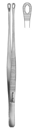 Miltex MeisterHand Tissue Forceps Singley 9 Inch Surgical Grade Stainless Steel (German) NonSterile NonLocking Thumb Handle Straight Serrated Fenestrated Oval Jaws - H6-214