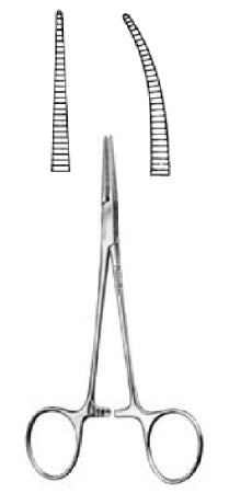 Miltex MeisterHand Hemostatic Forceps Baby Crile 5-1/2 Inch Surgical Grade Stainless Steel (German) NonSterile Ratchet Lock Finger Ring Handle Curved Extra Delicate Serrated Tips - H7-52