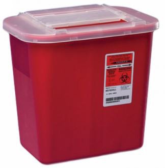 Cardinal Sharps-A-Gator Sharps Container 10-1/4 H X 7 D X 10-1/2 W Inch 2 Gallon Red Sliding Lid - 31142222