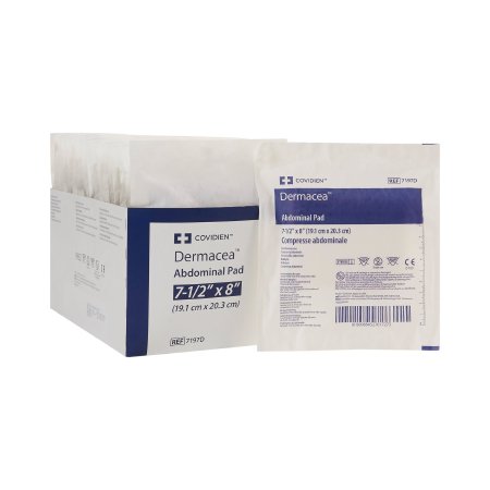 Dermacea - Abdominal Pad Nonwoven Fluff 7-1/2 X 8 Inch Rectangle Sterile - 7197D