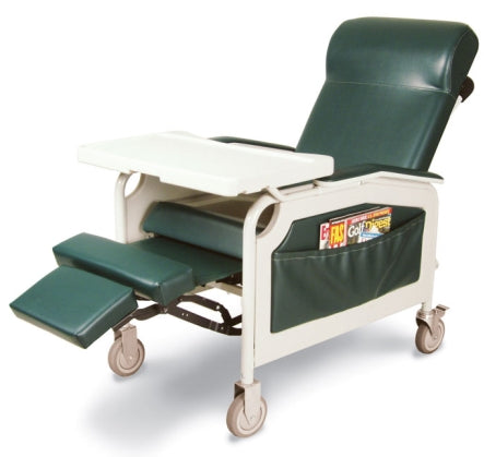 Winco Convalescent Recliner with Tray Gray Vinyl 5 Inch Heavy-Duty Steel Casters 5 Inch Heavy-Duty Steel Casters - 5251-07