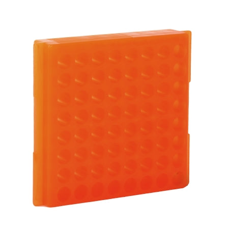 Bio Plas - Microcentrifuge Test Tube Rack 64 Place 0.5 mL Tube Size / Reverse Side 1.5 to 2.0 mL Tube Size Orange - 0084