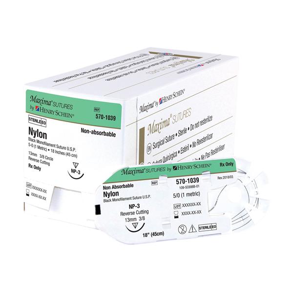 Henry Schein Suture 4-0 Nylon Np-3 Black 1-18" 12/Bx - 699B-HSM