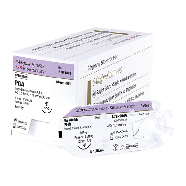 Henry Schein Suture 4-0 Polyglycolic Acid Nfs-2 Undyed 1-30" 36/Bx - 422AC-HSM