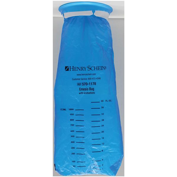 Henry Schein Bag Emesis Plastic Translucent Blue 24/Package, 6 Pk/Ca - 5701178