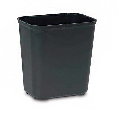 Rubbermaid - Fire-Resistant Trash Can 28 Quart Rectangular Black Thermoset Polyester Open Top - FG254300BLA