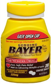 Bayer - Pain Relief 325 mg Strength Aspirin Tablet 200 per Bottle - 00280200020