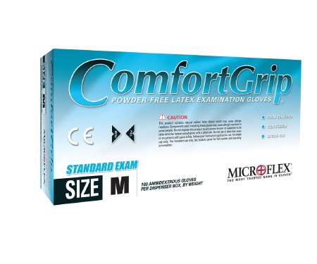 Microflex Medical COMFORTGrip Exam Glove Medium NonSterile Latex Standard Cuff Length Fully Textured Natural Not Chemo Approved - CFG-900-