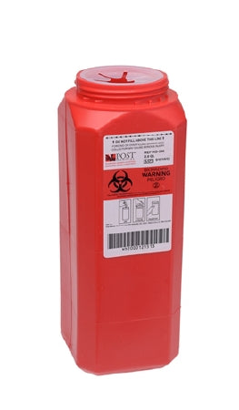 Post Medical Sharps Container 2-Piece 10 H X 3 W X 3 D Inch 2 Quart Red - WD-200