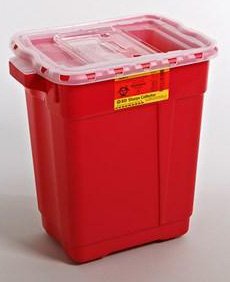 BD - Sharps Container 18-1/2 X 17-3/4 X 11-3/4 Inch 9 Gallon Red Base / Translucent Lid Vertical Entry Gasketed Hinged Lid - 305601