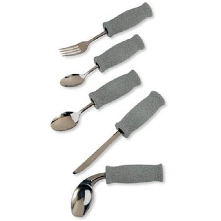 Patterson Medical Supply Deluxe Offset Spoon Right Hand Angled Black Stainless Steel - 102005