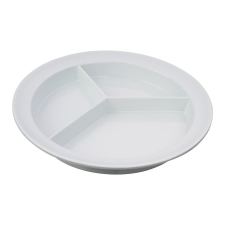 Sammons Preston - Partitioned Scoop Plate White Reusable Melamine 8-1/4 Inch Diameter - 138805