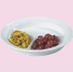 Patterson Medical Supply Sammons Preston Partitioned Dish Light Grey Fleck Reusable Melamine 8-1/4 Inch Diameter - 1480