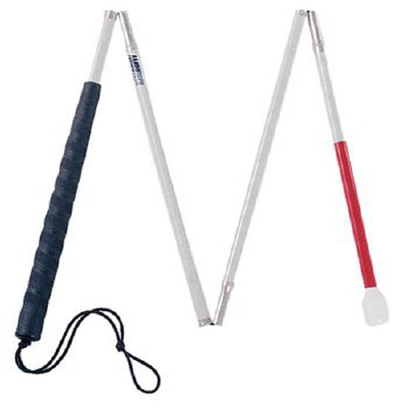 Patterson Medical Supply Folding Cane Aluminum 50 Inch Height White / Red - 427550