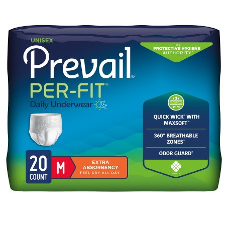 Prevail Per-Fit - Unisex Adult Absorbent Underwear Pull On with Tear Away Seams Medium Disposable Heavy Absorbency - PF-512