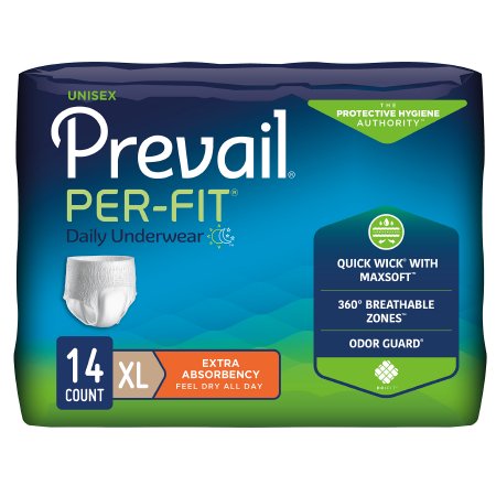 Prevail Per-Fit - Unisex Adult Absorbent Underwear Pull On with Tear Away Seams X-Large Disposable Heavy Absorbency - PF-514