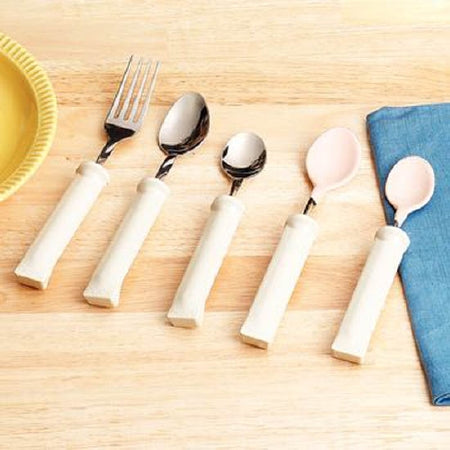 Patterson Medical Supply Comfort Grip Fork Right-Left Hand / Bendable White Stainless Steel - 557110