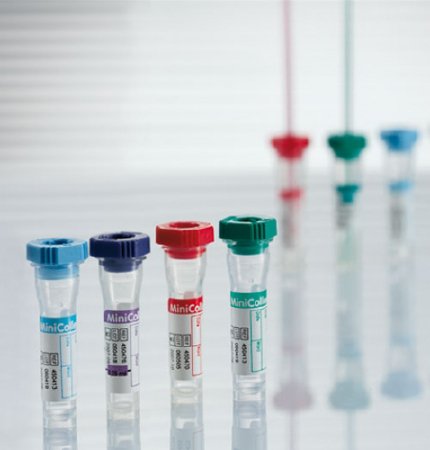 Greiner Bio-One MiniCollect Capillary Blood Collection Tube Hematology K3 EDTA Additive 11 X 40 mm 500 µL Lavender Rubber Cross-Section Cap Polypropylene Tube - 450475