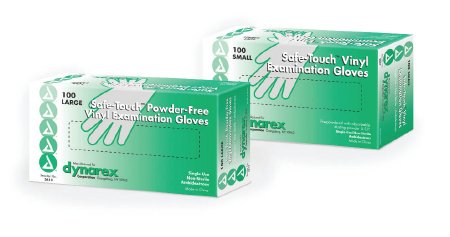 Dynarex Safe-Touch Exam Glove Medium NonSterile Vinyl Standard Cuff Length Smooth Clear Not Chemo Approved - 2612