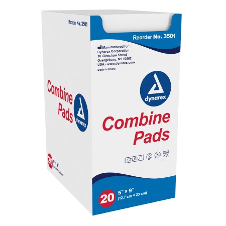 Dynarex - Abdominal Pad Nonwoven Fluff 5 X 9 Inch Rectangle Sterile - 3501