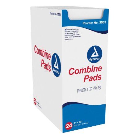 Dynarex - Abdominal Pad Nonwoven Fluff 8 X 10 Inch Rectangle Sterile - 3503