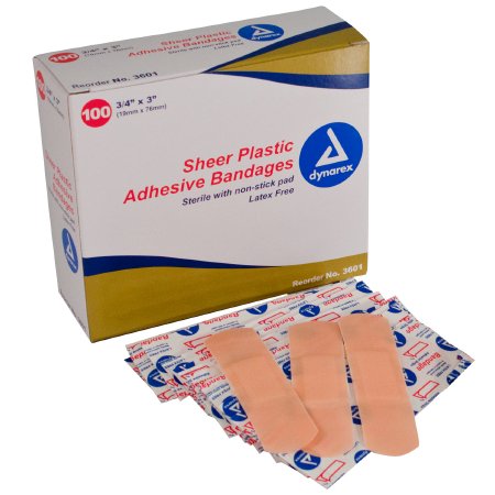 Dynarex Dynarex Adhesive Strip 3/4 X 3 Inch Plastic Rectangle Tan Sterile - 3601