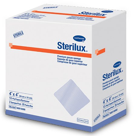 Sterilux - Gauze Sponge Cotton 12-Ply 4 X 4 Inch Square Sterile - 56910000