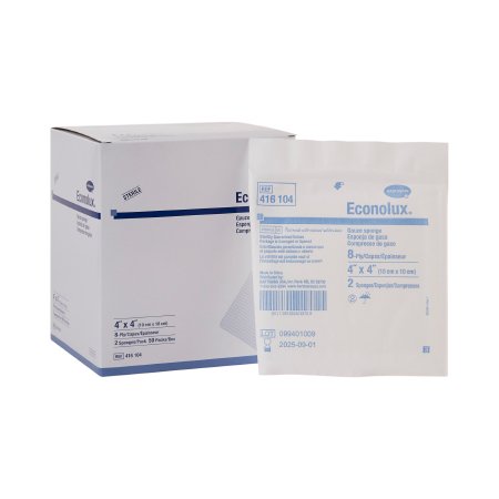 Econolux - Gauze Sponge Cotton 8-Ply 4 X 4 Inch Square Sterile - 416104
