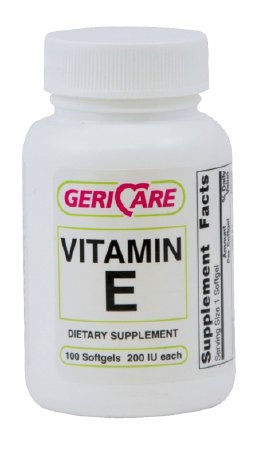 McKesson Geri-Care Vitamin Supplement Vitamin E 200 IU Strength Softgel 100 per Bottle - 751-01-GCP