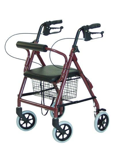 Lumex Walkabout Junior - 4 Wheel Rollator Burgundy Adjustable Height / Lightweight / Folding Aluminum Frame - RJ4301R