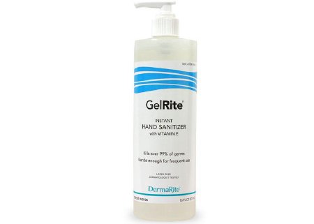 DermaRite Industries GelRite Hand Sanitizer 16 oz. Ethyl Alcohol Gel Bottle - 106
