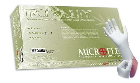 Microflex Medical Exam Glove NonSterile Nitrile Standard Cuff Length Textured Fingertips White
