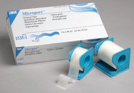 3M Micropore Medical Tape with Dispenser Skin Friendly Paper 1/2 Inch X 10 Yard White NonSterile - 1535-0