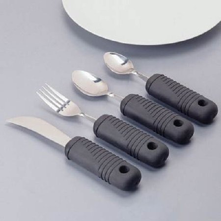 Patterson Medical Supply Sure Grip Teaspoon Right-Left Hand / Bendable Black Stainless Steel - A703205
