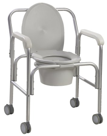 Drive Medical Drive Commode Chair drive With Arms Aluminum Frame Reclining Back 18-3/4 Inch Height - 11112-2