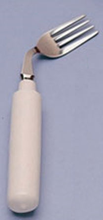 Patterson Medical Supply Comfort Grip Fork Left Hand Angled White Stainless Steel - AA554631L