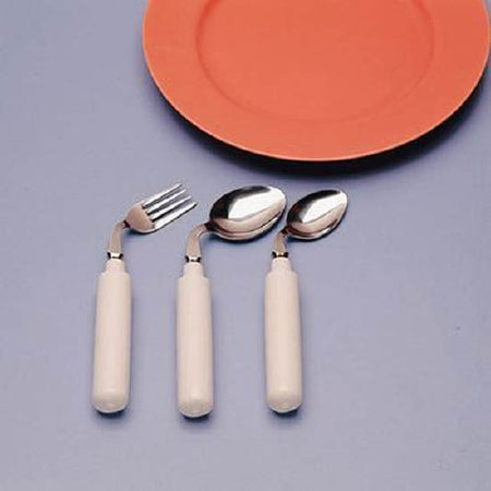 Comfort Grip - Teaspoon Angled / Right Handed White Stainless Steel - AA554633R