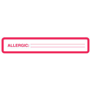 Tabbies Allergy Labels, "Allergic" White & Red - 5-1/2"W x 1"H, 240  per Roll - UL927