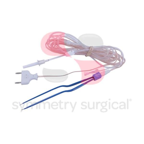Symmetry Surgical Olsen Bipolar Forceps 4-1/4 Inch Working Length NonLocking Bayonet Handle Straight Smooth, Insulated 1.5 mm Tips - 20-0431