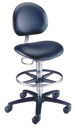 The Brewer Company - Lab Stool Backrest Pneumatic Height Adjustment 5 Casters Taupe - 21521B-DUR009
