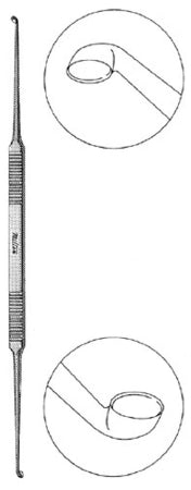 Miltex Miltex Stapes Curette House 7 Inch Length Double-ended Handle 2.25 X 3 mm Tip / 2 X 2.5 mm Tip Strong Angled Oval Cup Tip - 19-2529