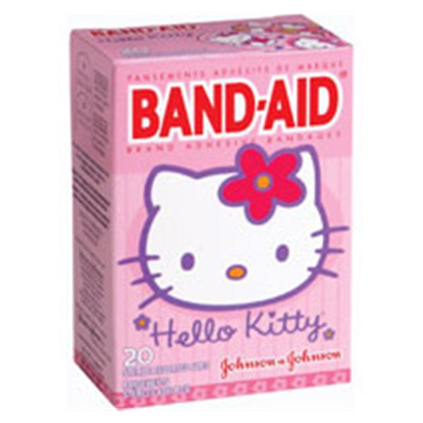 Johnson & Johnson Consumer Bandage Strips Plastic Band-Aid Assorted Sizes Flexible Hello Kitty Latex 20/Bx, 24 Bx/Ca - 100561600