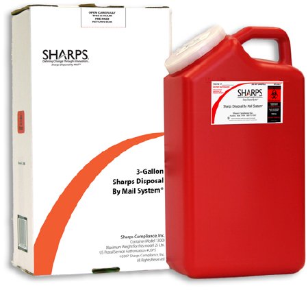 Sharps Compliance Sharps Recovery System Mailback Sharps Container 3 Gallon Red - 13000-008