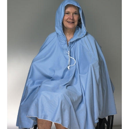 Skil-Care - Shower Poncho with Hood Blue One Size Fits Most Over-the-Head Drawstring Closure Unisex - 909140